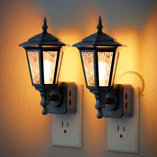 Image of JandCase Night Lights Plug into Wall, 2000K Amber | Dusk to Dawn Sensor, 0-100LM Dimmable Industrial 180Rotating Night Light for Bedroom, Bathroom, Living Room, Hallway