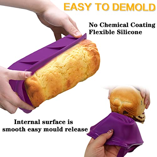 Loaf Pans For Baking Bread 8.5 X 4.5 Value 3 Pack Toast Oven Mold Silicone Food Grade Reusable Bakeware Pan Dishwasher For Kitchen Homemade Breads Cakes Meatloaf (Red+Blue+Purple-3 Pack) #TOP3