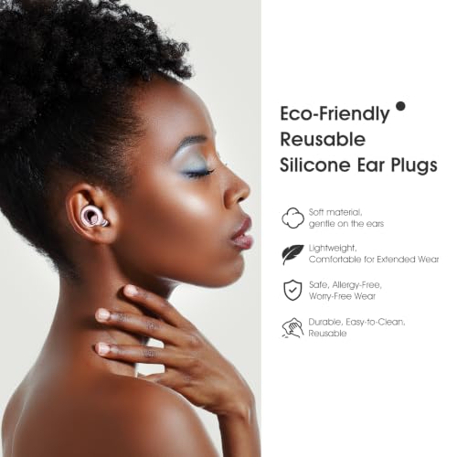 Image of Noise Cancelling Ear Plugs for Sleeping, Reusable Silicone Ear Plugs for Noise Reduction, Soft Hearing Protection with 8 Ear Tips for Concerts, Work, Shooting, and Travel(Rose)
