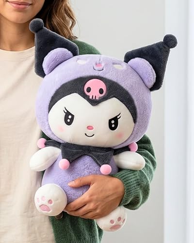 Image of Tickles Anime Cartoon Character Soft Stuffed Plush Doll Toy for Kids Boys & Girls Birthday Gifts (Color: Purple & Black Size: 35 cm)