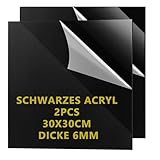 LDXDRU 2er Schwarz Acrylglas Platte Eindicken 6 mm±0.5mm, (300 x 300 mm) Acrylplatten Acrylglasplatten Acrylscheiben mit Schutzfolie Zuschnitt Scheiben Acrylplatte für Laserschneiden, Glasersatz, DIY