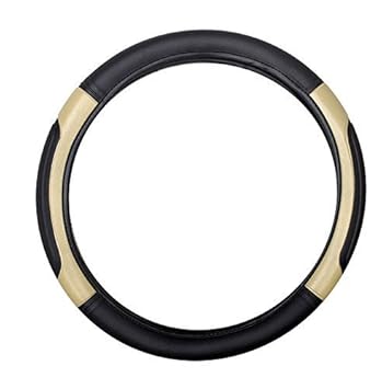 ZOOOMY Car Steering Wheel Cover | Microfiber Leather | Breathable, Anti Slip | Odourless | Patch Series | Black & Beige for Force One