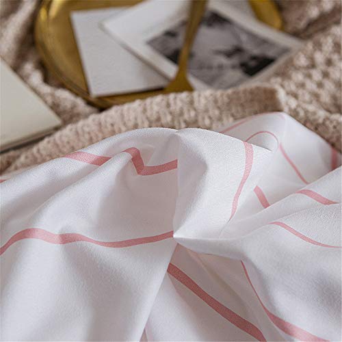 Housse de couette 140x200 microfibre à rayures parure de lit rose - 8