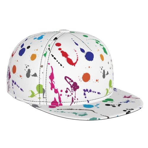 Gorra de béisbol negra con salpicaduras de pintura sombrero ajustable unisex deportivo para viajes