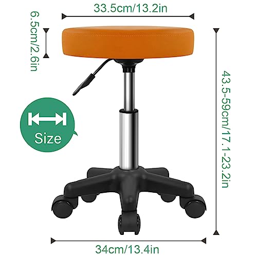 FURWOO Runder Rollhocker Höhenverstellbarer Hocker mit Rädern für Spa Salon Massage Braun