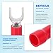 MECCANIXITY Insulated Fork Spade Connectors, 12-10AWG SV5.5-6 U-Type Tinned Copper Waterproof Fork Crimp terminals Connectors for Industrial Electrical Marine Wiring, Pack of 50 (Red)