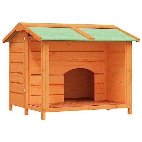 vidaXL Hundehütte, Hundehaus mit wasserfestem Dach, Kleintierhaus für Haustiere, Hundehäuschen Hundehöhle Outdoor, Braun 96x87x80,5cm Massivholz Kiefer