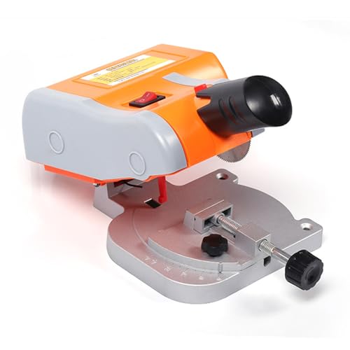 Sierra ingletadora de corte de mesa, micro máquina de corte CC de escritorio tiene un gran par de torsión, mini máquina de corte para manualidades, plástico, madera, piedra, metal (naranja)