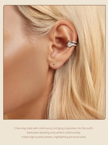 Moissanite boucle mono résolvant le manque de piercing avec clip double couche argent 925 - 6