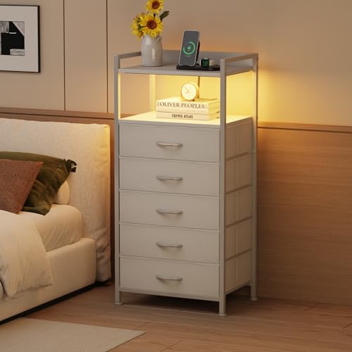 CAIYUN Mesita de Noche con 5 cajones cómoda