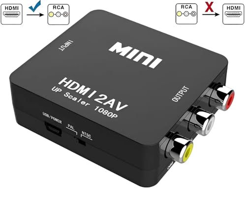 Image of HDMI to RCA AV Adapter, HDMI to RCA AV Converter (Black)