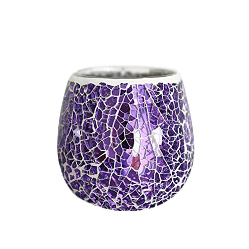 Koomiao Photophore en Verre, Lampe Chandelier Patch de Fragment Candlestick Classique Bougeoirs Decoration Table pour Mariage, Bar, Maison 7x10.5cm (Violet)