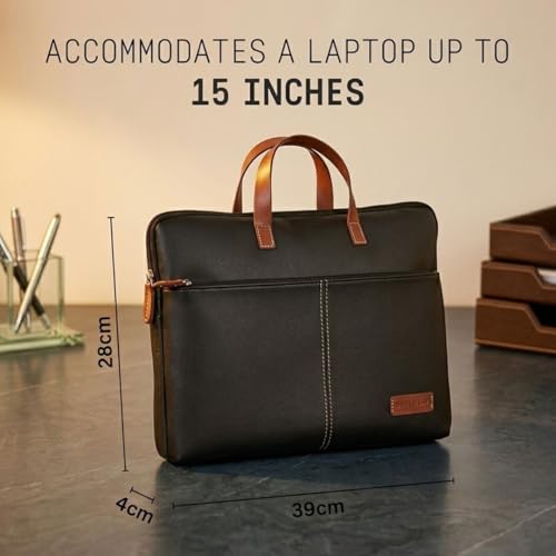 Image of Giftana 6 in 1 Laptop Bag with Personalized Diary and Pen, Keychain, Card Holder, Mobile Stand with Name, Customized Gift for Husband, Father, Employee Welcome Kit, Corporate Gift for Employees (Black)