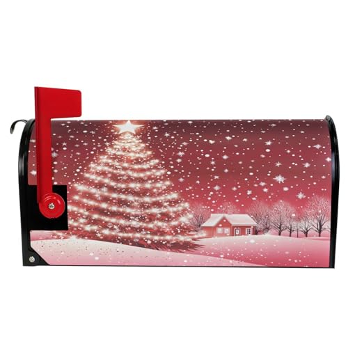 Image of Merry Christmas Mailbox Cover Standard Size Winter Snowflake Xmas Tree Magnetic Mailbox Covers Garden Yard Post Wraps Letter Box Decorations 21 inch L x 18 inch W