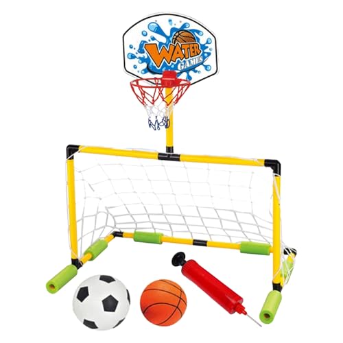 Schwimmender Pool Basketballständer - Mobiles Wasserspiel Set Mit Fußball, Robuster Türrahmen Aufbau, Leicht Transportierbar | Interaktives Training Spielgerät Für Kinder Erwachsene Outdoor