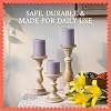 Portavelas de madera de mango Mela Artisans - Acabado blanqueado, set de 3 | Soportes decorativos tallados a mano para acentuar salas acogedoras, centros de mesa de temporada y decoración de repisa de chimenea. 8