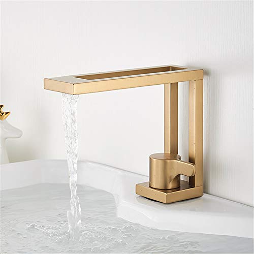 Robinet de lavabo mitigeur eau chaude pour vasque de salle de bain en or brossé