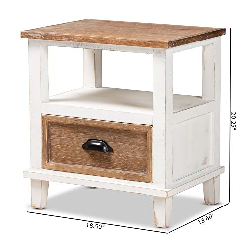 Baxton Studio Glynn Rustic Farmhouse Weathered Two-Tone White and Oak Brown Finished Wood 1-Drawer End Table by Baxton Studio - Used condition - Image 9