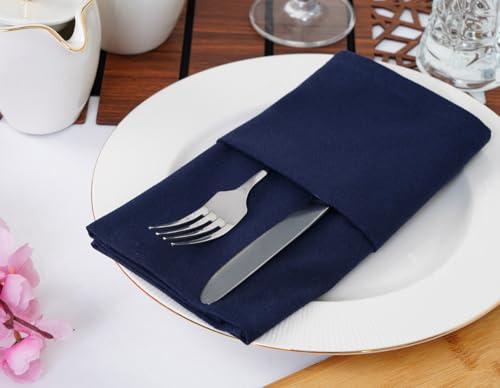 Blue Needles A3-J66A-HWI1 Navy Blue Cloth Napkins - 100% Cotton Set Of 6 Dinner Napkins 18X18 Inches thumb #3