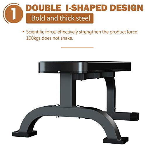 Murtisol Multifunctional Flat Weight Bench for Weight Training and Abdominal Exercise,Workout Excercise Fitness Bench,45.67''25.2''16.34'',Model 1212,Black