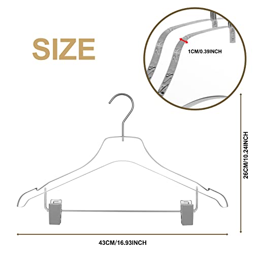 Quality Lucite Acrylic Clear Skirt Pants Trousers Bottom Hangers 5-Pack, With Adjustable Metal Clips, Made Of Clear Acrylic For A Luxurious Look And Feel With Swivel Hook (Chrome, 5) #TOP4