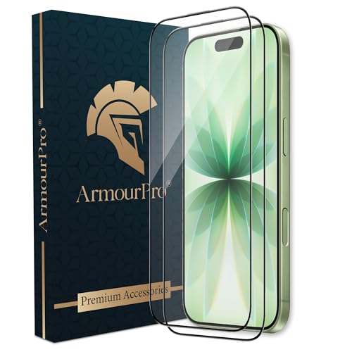 Image of ArmourPro Tempered Glass for iPhone 17 / iPhone 16 Pro - 9H Anti Scratch Screen Protector, Edge to Edge Coverage, HD Clarity, Smooth Touch, Case Friendly | Black, Pack of 2