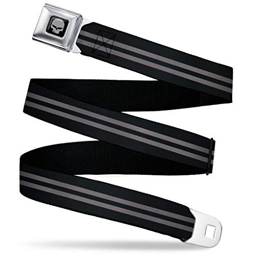Buckle-Down Men's Seatbelt Belt Stars Regular, Stripe Black/Gray, 1.5" Wide-24-38 Inches