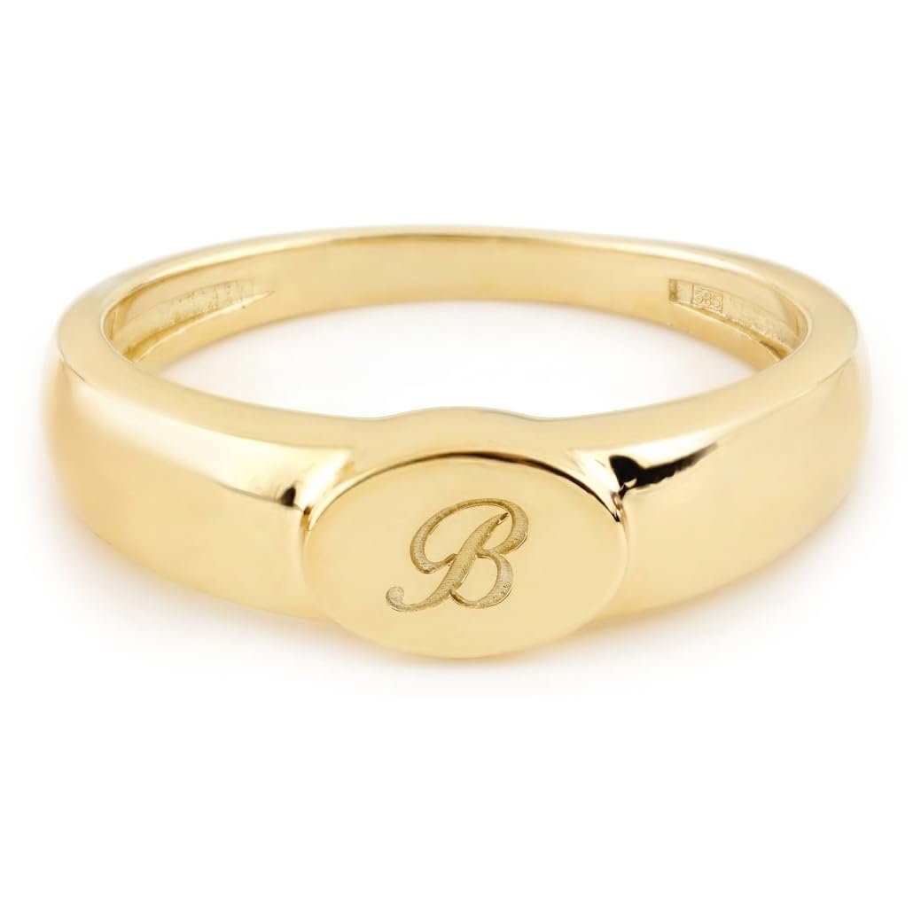 Elegant Jewel Box Oval Initial Signet Ring