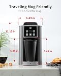 Hot & Iced Coffee Maker with Bold Setting, Single Serve Coffee Maker for K Cup and Grounds, 6-14 Oz Brew Sizes, 50 Oz Removable Water Tank, One Cup Coffee Machine with Reusable Filter, Grey