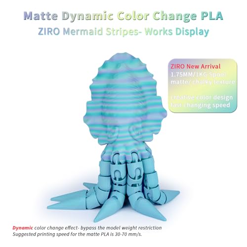 Image of ZIRO Dynamic Color Change PLA, for 3D Printing, 1KG Spool, Mermaid Stripes