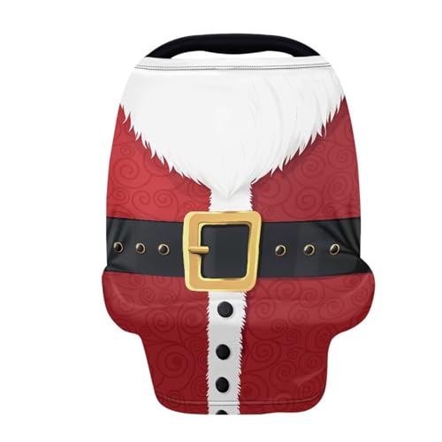 Image of Santa Car Seat Cover Baby Carseat Cover, Car Christmas Decorations Lightweight Soft Baby Carrier Cover for Girls Boys, Fit Spring Summer /Hot Days /Warm Weather