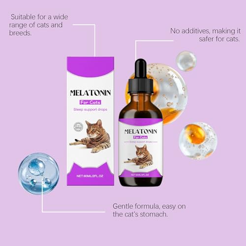 Melatoninn Für Hunde – Schlafmittel Für Hunde | 60 Ml Flüssigkeit Für Katzen | Schlafhilfe Für Haustiere | 60 Ml Beruhigungstropfen Für Katzen, Linderungshilfe | Anti-Aggressions-Schlafunterstützungse