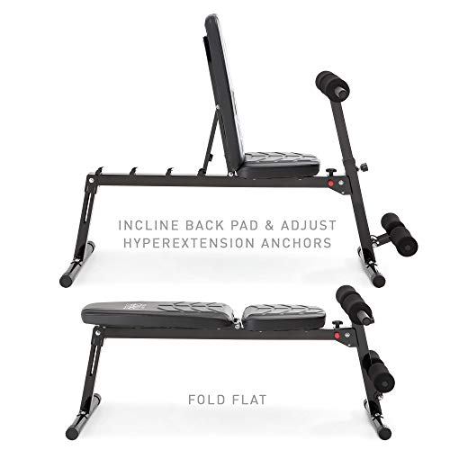 Marcy Multi-Position Utility Bench with Adjustable Hyper-Extension Anchor, 250-lb Max. Capacity Home-Gym Equipment PM-4880, Black