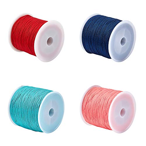 UNICRAFTALE 100 m/Rollo 4 Colores 0.8 mm Hilo de Nailon para Pulsera Cordón de Hilo de Abalorios Hilo de Hilo Trenzado de Nailon Hilo de Nailon para Hacer Pulseras de Joyería con Abalorios