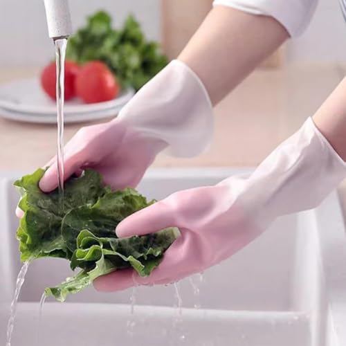 Image of ROHC Dishwashing Hand Gloves Non Scratch Wire, Waterproof Home Kitchen Utensils Cleaning Gloves for Washing Dish Easy Rinsing, Reusable Cleans Dishes Pots, Pans, Sinks (PINK)