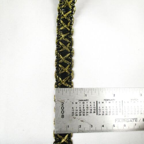 10 Yards Braided Gimp Trim Moroccan Trim for Dress Making, ETC Black Gold Fabric