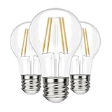 BlueStars A19 LED Vintage LED Filament Bulb E26 Standard Base 120V 5W (60 Watt Equivalent), 2700K Warm White, 550lm Non-Dimmable, Clear Glass for Home Indoor Outdoor Decoration - Pack of 3