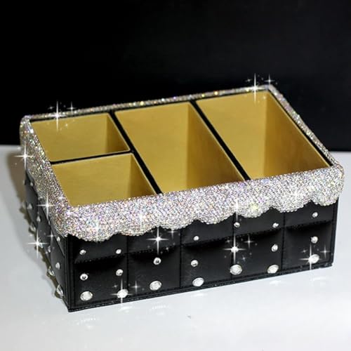 Konforhom Block Type for Car Armrest Box Desktop Rhinestone Storage Box for All Little Things Mobile Phone/Stationery/Cosmetic