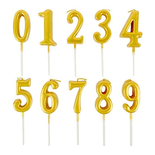 Feelairy 10 Piezas Números de Velas de Pastel Cumpleaños, Número de Velas Número de Velas Vela 0-9 Topper Pastel de Brillo Feliz Cumpleaños Topper de Pastel para Fiesta Pastel Cumpleaños (Oro)