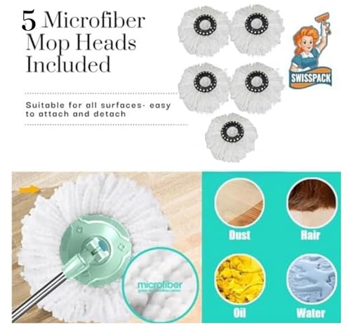 *NEW* SCRATCH ANET Revolving Spin Mop and Bucket With 5. Extra Pads Perfect For Easy Cleaning. (SPLIT MOP AND BUCKET)