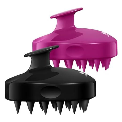 HEETA 2-Pack Hair Scalp Massager - Upgraded Scalp Brush with Soft Silicone Bristles for Dandruff Removal, Wet & Dry Use (Black & Purple)