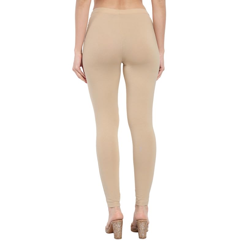 Image of ONE SKY Women Full Length Leggings | Cotton Modal Spandex Blend | High Waist Stretchable & Bio-Washed Fabric | Colour-Lock Technology | Comfortable Leggings for Women