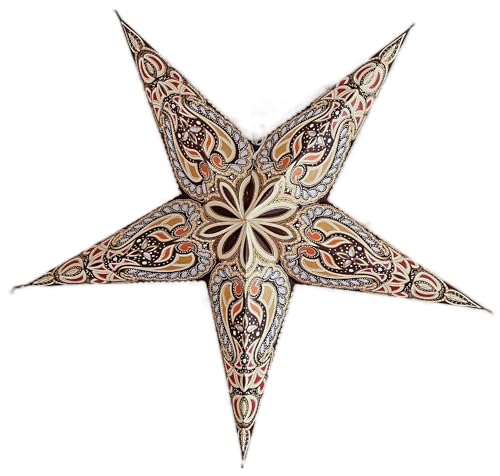 Image of Lantern Lampshade Paper Star Light Shades Large 60cm Star Hanging Decorations for Christmas Wedding Home Decoration Birthday Party (Glitter Golden, Orange, Brown, Multi)