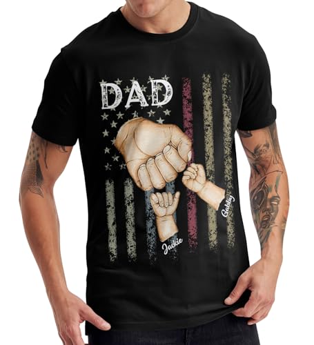 Custom Fathers Day Shirt with Kids Name,Personalized Dad Grandpa Shirt,Fist Bump Dad Shirts,Customized Dad Gifts for Husband Dad Papa Grandpa,Style-05