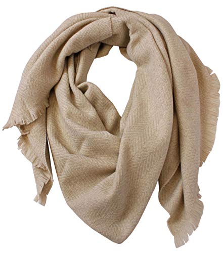 Écharpe en laine Rotfuchs beige chevrons 192 x 49 cm écharpe d'hiver mixte