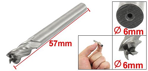 Image of uxcell 6mmx6mmx13mmx57mm Machining Cutting Tool Helical Groove 4 Flute Straight Shank Milling Cutter End Mill