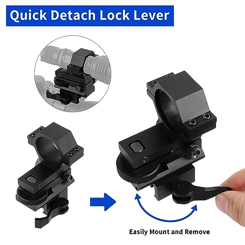 ToopMount Mounting Ring Hand Torch Holder Clamp, Left Right Up Down Angle Adjustable Metal Stand, QD Install for 25.4mm 30mm Diameter Tube 20mm Picatinny Rail - Image 5