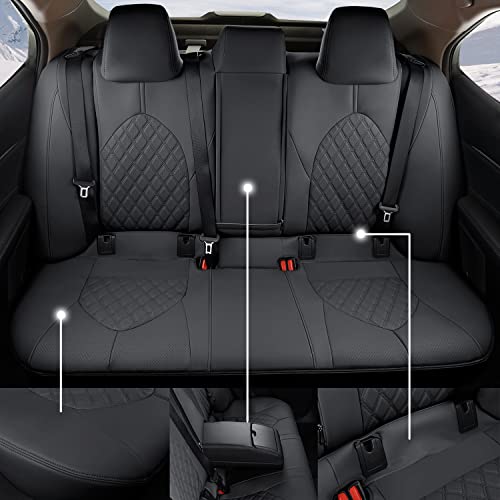 Image of GIANT PANDA Customized Full Set Car Seat Covers Fit for F150 2018 2019 2020 2021 2022 2023 2024 Faux Leather- (Black)