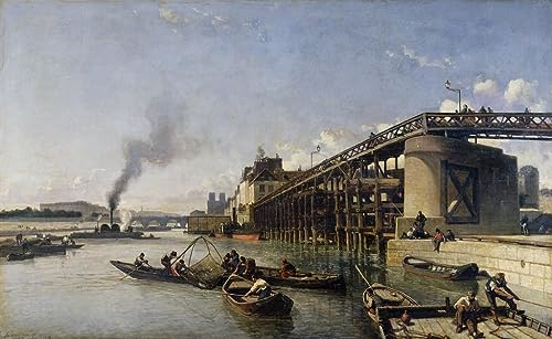 Impression d'affiches toile Paris Seine Jongkind, décoration murale salon grand format 60x90.