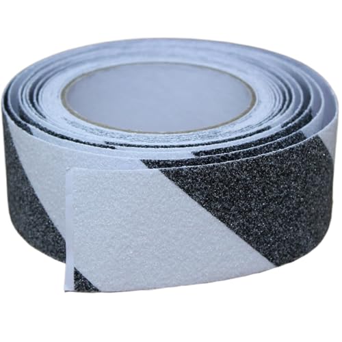 Image of Anti Slip Tape 2 Inch Wide, Waterproof Grip Adhesive Tape, Heavy Duty High Traction Friction for Indoor /Outdoor Steps (33 Ft /Black-White).